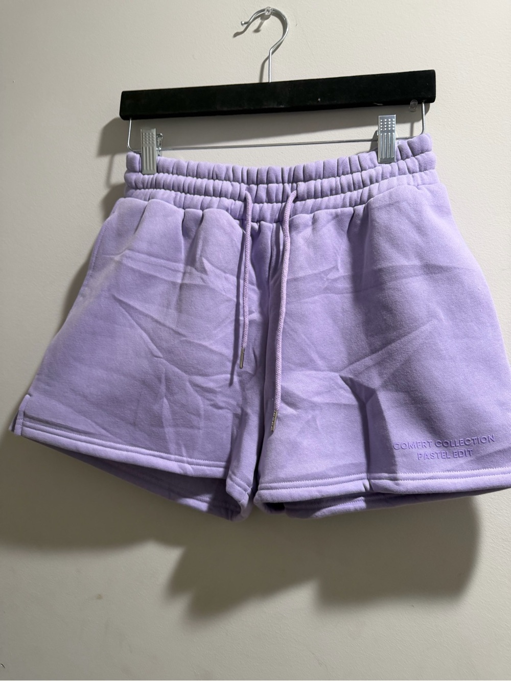 Pastel Lavender Athletic Lounge Shorts with Drawstring